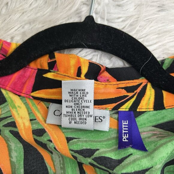 Catherine's Tropical Hawaiian Short Sleeve Shirt Blouse 2XWP Orange Pink Green - Picture 8 of 9